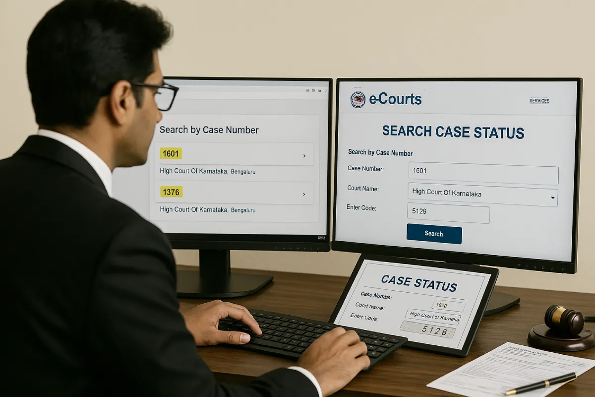 Lawyer searching Bangalore court cases for property litigation
