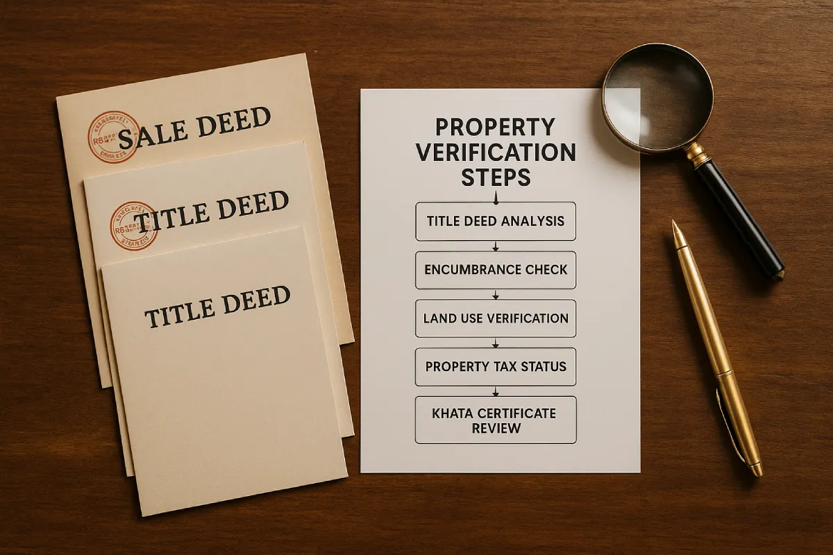 Flowchart of steps to verify property in Bangalore documents