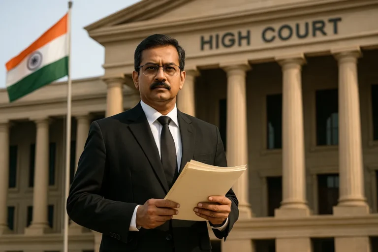 Experienced Indian criminal lawyer standing confidently outside High Court, explaining how to get anticipatory bail.