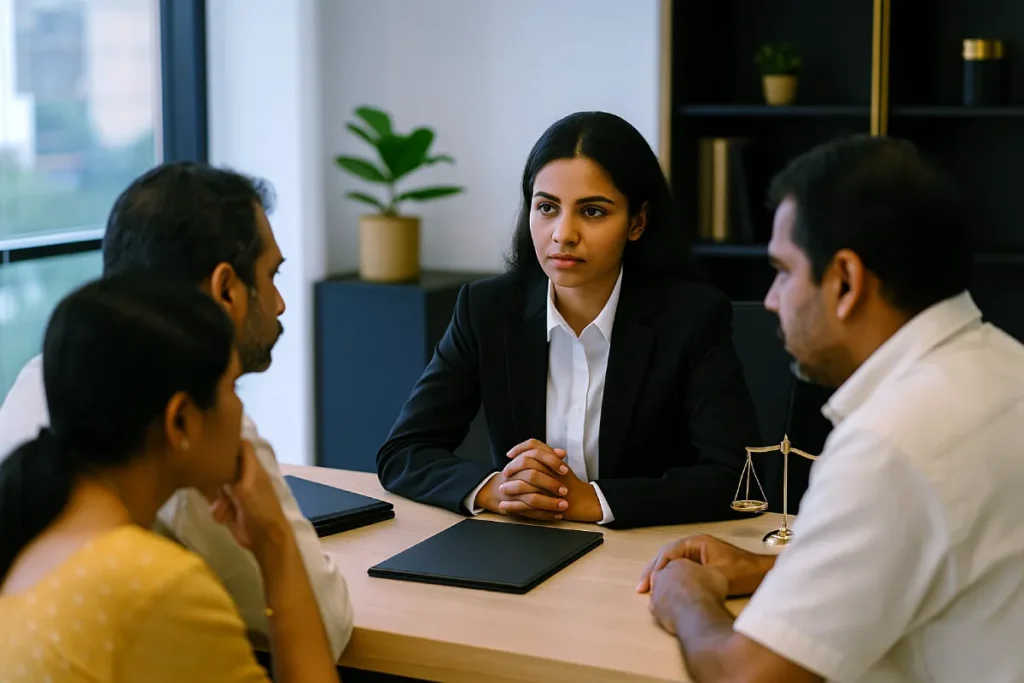 Indian lawyer advising parents in Bangalore on Child Marriage Prohibition Act