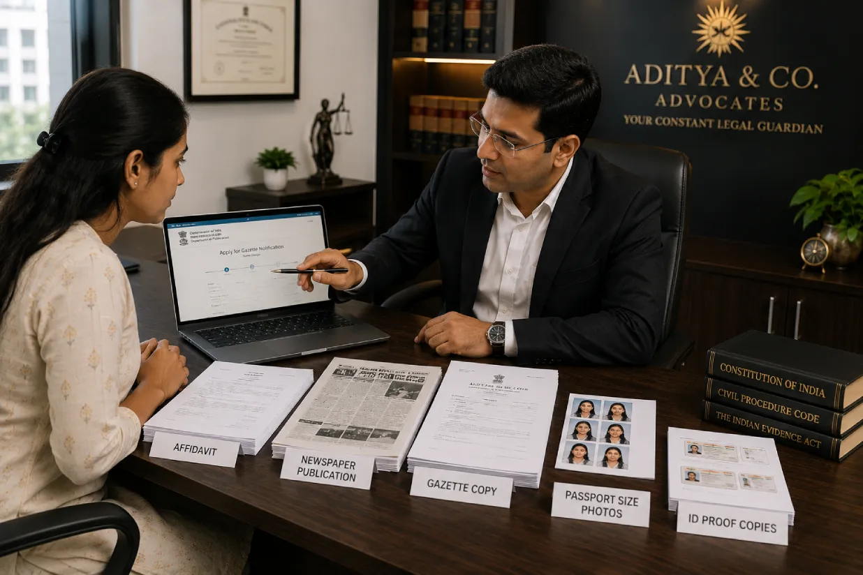 Gazette notification application for legal name change in India